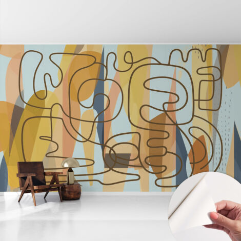 Selbstklebend Tapete modern Wohnzimmer - Wanddekoration - einfach anzubringen Abstrakte Formen 416x254 cm