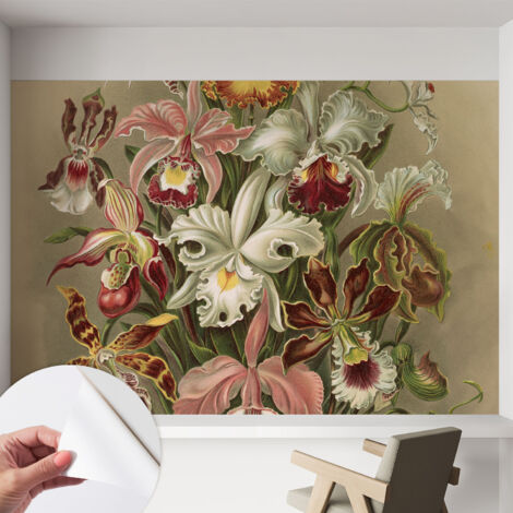 Selbstklebend Tapete modern Wohnzimmer - Wanddekoration - einfach anzubringen Blumeneleganz 152x104 cm