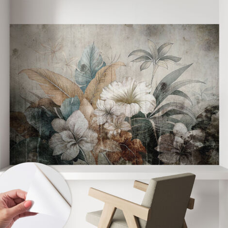 Selbstklebend Tapete modern Wohnzimmer - Wanddekoration - einfach anzubringen Blumenträumerei 104x70 cm