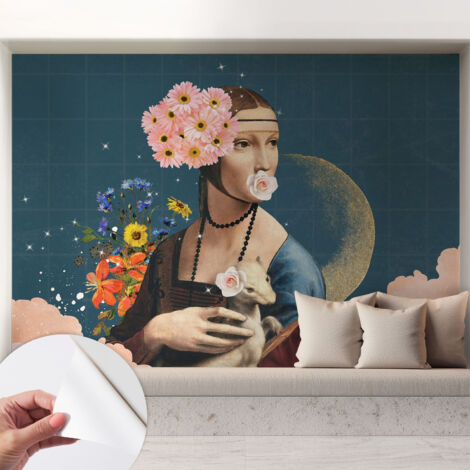Selbstklebend Tapete modern Wohnzimmer - Wanddekoration - einfach anzubringen Blumige Eleganz 208x146 cm