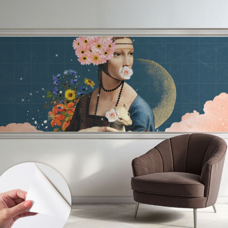 Selbstklebend Tapete modern Wohnzimmer - Wanddekoration - einfach anzubringen Blumige Eleganz 250x104 cm