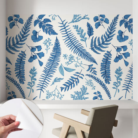 Selbstklebend Tapete modern Wohnzimmer - Wanddekoration - einfach anzubringen Botanische Muster 104x70 cm