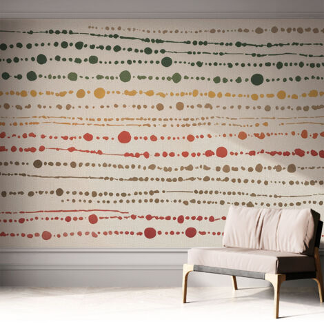 Selbstklebend Tapete modern Wohnzimmer - Wanddekoration - einfach anzubringen Bunte Punkte 312x219 cm