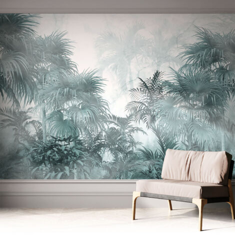Selbstklebend Tapete modern Wohnzimmer - Wanddekoration - einfach anzubringen Exotisches Grün 312x219 cm