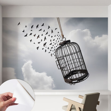 Selbstklebend Tapete modern Wohnzimmer - Wanddekoration - einfach anzubringen Fliegende Vögel 152x104 cm