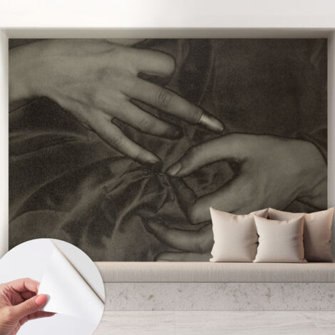 Selbstklebend Tapete modern Wohnzimmer - Wanddekoration - einfach anzubringen Hände aus Stoff 208x146 cm