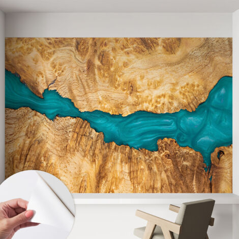 Selbstklebend Tapete modern Wohnzimmer - Wanddekoration - einfach anzubringen Holz und Harz 152x104 cm