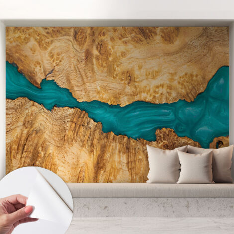 Selbstklebend Tapete modern Wohnzimmer - Wanddekoration - einfach anzubringen Holz und Harz 208x146 cm