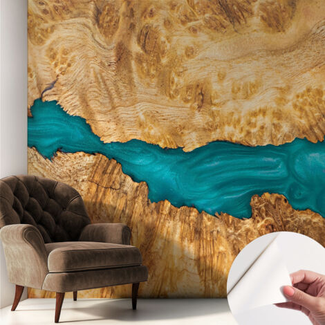 Selbstklebend Tapete modern Wohnzimmer - Wanddekoration - einfach anzubringen Holz und Harz 250x250 cm