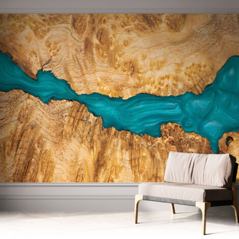 Selbstklebend Tapete modern Wohnzimmer - Wanddekoration - einfach anzubringen Holz und Harz 312x219 cm