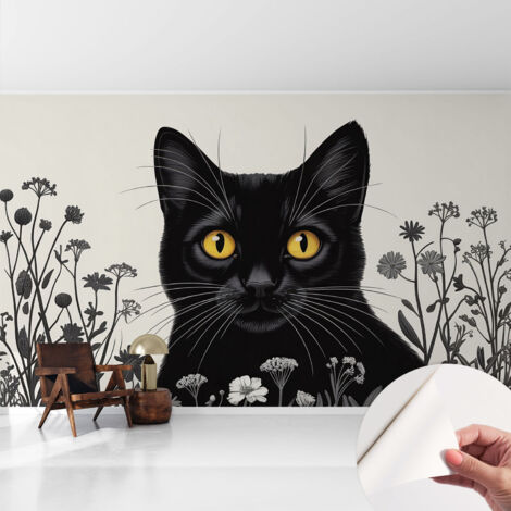 Selbstklebend Tapete modern Wohnzimmer - Wanddekoration - einfach anzubringen Katzenblumen 416x254 cm
