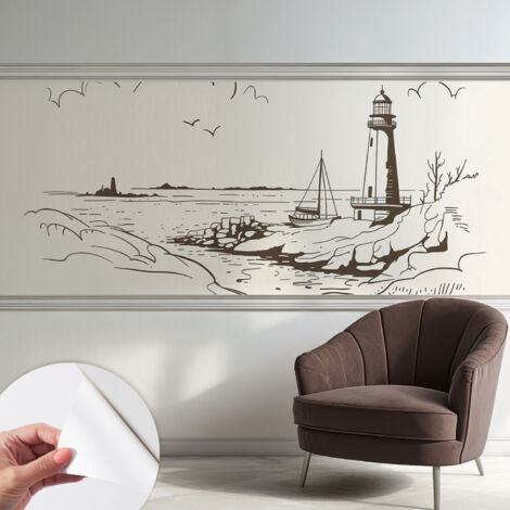 Selbstklebend Tapete modern Wohnzimmer - Wanddekoration - einfach anzubringen Küstenlandschaft 250x104 cm