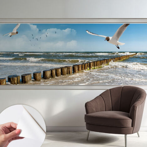Selbstklebend Tapete modern Wohnzimmer - Wanddekoration - einfach anzubringen Küstenlandschaft 250x104 cm