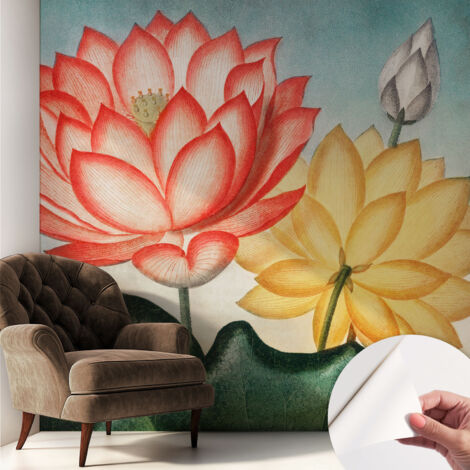 Selbstklebend Tapete modern Wohnzimmer - Wanddekoration - einfach anzubringen Lotusblumen 250x250 cm