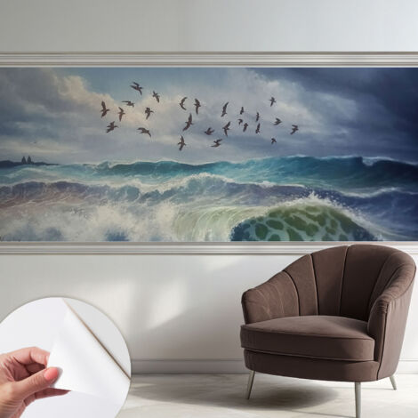 Selbstklebend Tapete modern Wohnzimmer - Wanddekoration - einfach anzubringen Meereswellen 250x104 cm