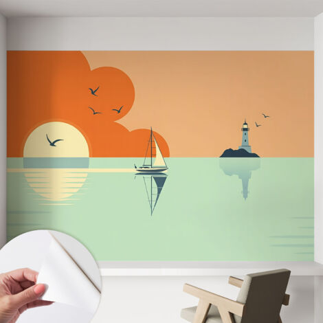 Selbstklebend Tapete modern Wohnzimmer - Wanddekoration - einfach anzubringen Meereszauber 152x104 cm