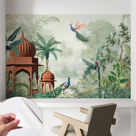 Selbstklebend Tapete modern Wohnzimmer - Wanddekoration - einfach anzubringen Pavillon-Gärten 104x70 cm