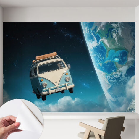 Selbstklebend Tapete modern Wohnzimmer - Wanddekoration - einfach anzubringen Reise ins All 152x104 cm