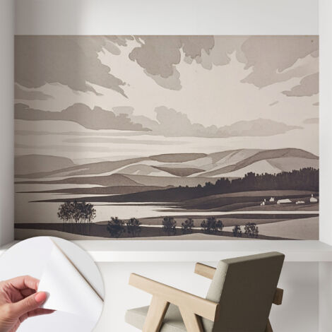 Selbstklebend Tapete modern Wohnzimmer - Wanddekoration - einfach anzubringen Ruhige Landschaft 104x70 cm