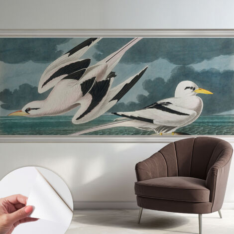 Selbstklebend Tapete modern Wohnzimmer - Wanddekoration - einfach anzubringen Vögel am Meer 250x104 cm