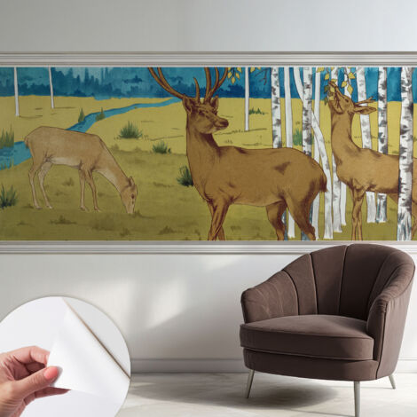 Selbstklebend Tapete modern Wohnzimmer - Wanddekoration - einfach anzubringen Waldharmonie 250x104 cm