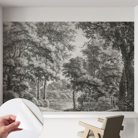 Selbstklebend Tapete modern Wohnzimmer - Wanddekoration - einfach anzubringen Waldkulisse 152x104 cm