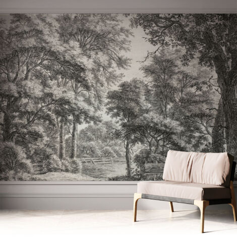 Selbstklebend Tapete modern Wohnzimmer - Wanddekoration - einfach anzubringen Waldkulisse 312x219 cm