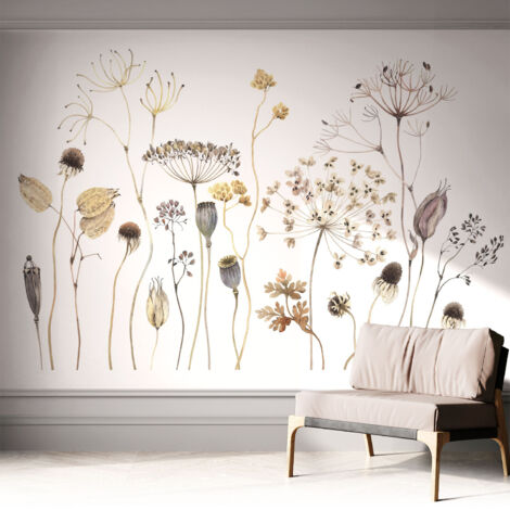 Selbstklebend Tapete modern Wohnzimmer - Wanddekoration - einfach anzubringen Wiesenblumen 312x219 cm