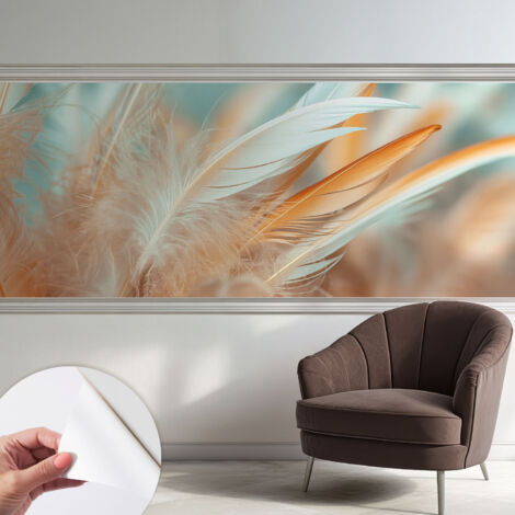 Selbstklebend Tapete modern Wohnzimmer - Wanddekoration - einfach anzubringen Zarte Federn 250x104 cm