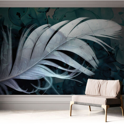 Selbstklebend Tapete - Wandgestaltung - Tapete Wohnzimmer - Flur Eingangsbereich Ätherische Feder 312x219 cm