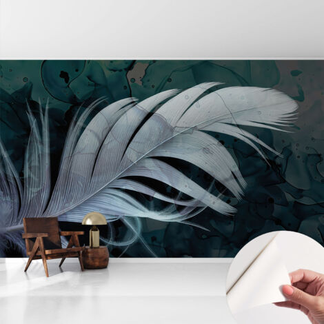 Selbstklebend Tapete - Wandgestaltung - Tapete Wohnzimmer - Flur Eingangsbereich Ätherische Feder 416x254 cm