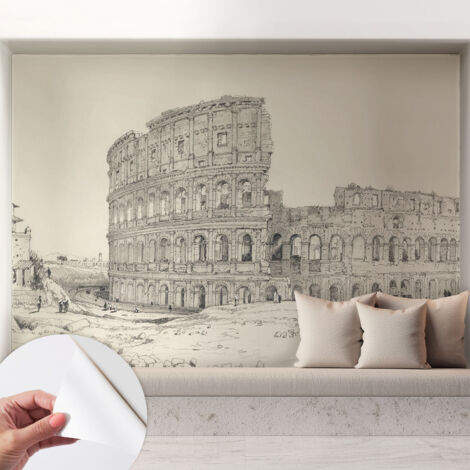 Selbstklebend Tapete - Wandgestaltung - Tapete Wohnzimmer - Flur Eingangsbereich Antike Ruinen 208x146 cm