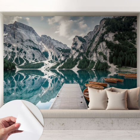 Selbstklebend Tapete - Wandgestaltung - Tapete Wohnzimmer - Flur Eingangsbereich Bergpanorama 208x146 cm