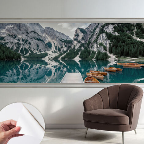 Selbstklebend Tapete - Wandgestaltung - Tapete Wohnzimmer - Flur Eingangsbereich Bergpanorama 250x104 cm