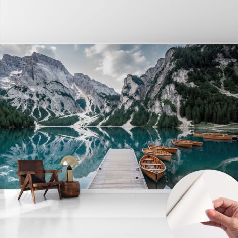 Selbstklebend Tapete - Wandgestaltung - Tapete Wohnzimmer - Flur Eingangsbereich Bergpanorama 416x254 cm