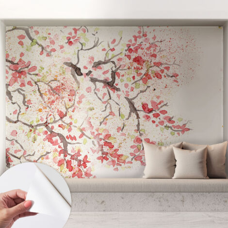 Selbstklebend Tapete - Wandgestaltung - Tapete Wohnzimmer - Flur Eingangsbereich Blühende Zweige 208x146 cm