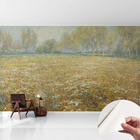 Selbstklebend Tapete - Wandgestaltung - Tapete Wohnzimmer - Flur Eingangsbereich Blühendes Feld 416x254 cm
