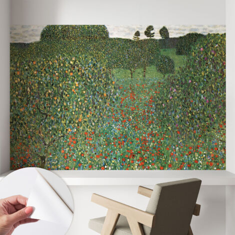 Selbstklebend Tapete - Wandgestaltung - Tapete Wohnzimmer - Flur Eingangsbereich Blumenwiese 104x70 cm