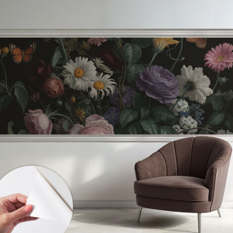 Selbstklebend Tapete - Wandgestaltung - Tapete Wohnzimmer - Flur Eingangsbereich Blumige Eleganz 250x104 cm