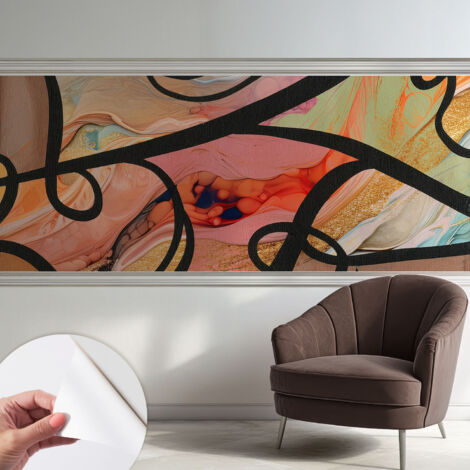 Selbstklebend Tapete - Wandgestaltung - Tapete Wohnzimmer - Flur Eingangsbereich Bunte Bewegung 250x104 cm