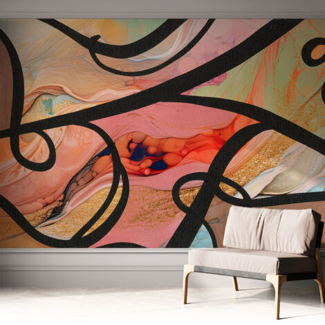 Selbstklebend Tapete - Wandgestaltung - Tapete Wohnzimmer - Flur Eingangsbereich Bunte Bewegung 312x219 cm
