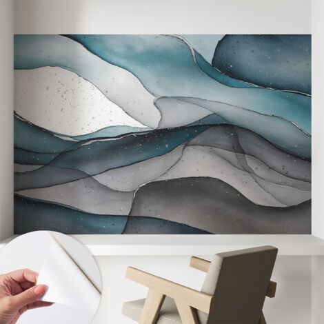 Selbstklebend Tapete - Wandgestaltung - Tapete Wohnzimmer - Flur Eingangsbereich Bunte Wellen 104x70 cm