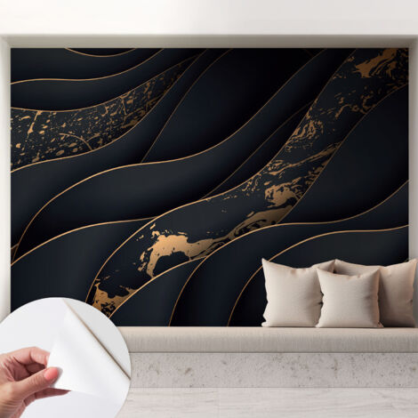 Selbstklebend Tapete - Wandgestaltung - Tapete Wohnzimmer - Flur Eingangsbereich Elegante Wellen 208x146 cm