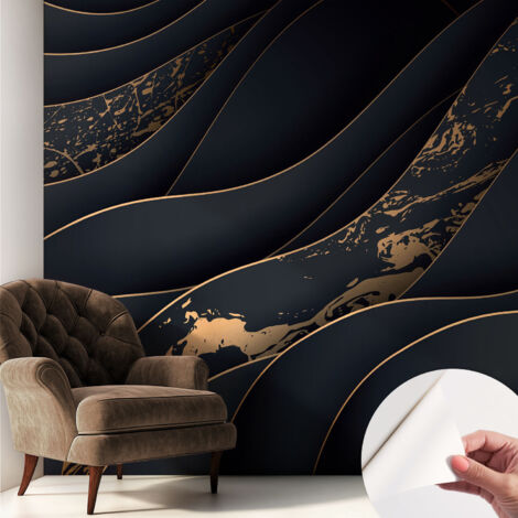 Selbstklebend Tapete - Wandgestaltung - Tapete Wohnzimmer - Flur Eingangsbereich Elegante Wellen 250x250 cm