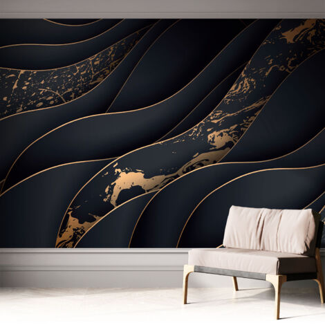 Selbstklebend Tapete - Wandgestaltung - Tapete Wohnzimmer - Flur Eingangsbereich Elegante Wellen 312x219 cm