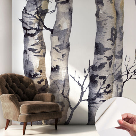 Selbstklebend Tapete - Wandgestaltung - Tapete Wohnzimmer - Flur Eingangsbereich Eschenwald 250x250 cm