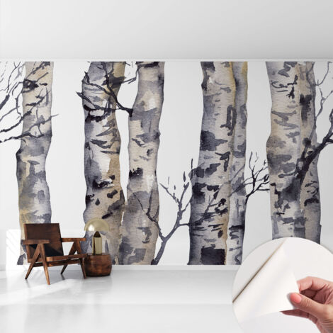 Selbstklebend Tapete - Wandgestaltung - Tapete Wohnzimmer - Flur Eingangsbereich Eschenwald 416x254 cm
