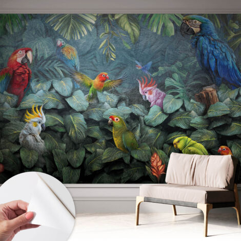 Selbstklebend Tapete - Wandgestaltung - Tapete Wohnzimmer - Flur Eingangsbereich Exotischer Dschungel 312x219 cm