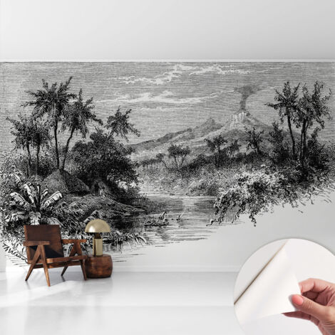 Selbstklebend Tapete - Wandgestaltung - Tapete Wohnzimmer - Flur Eingangsbereich Exotisches Panorama 416x254 cm