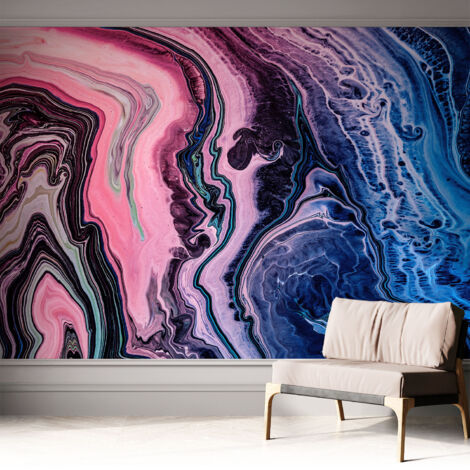 Selbstklebend Tapete - Wandgestaltung - Tapete Wohnzimmer - Flur Eingangsbereich Farbenfrohe Wirbel 312x219 cm